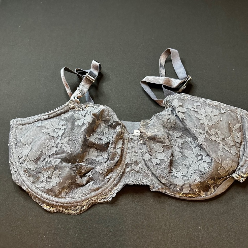 Victorias Secret Dream Angels Grey Lace Push Up Without Padding Bra 38DDD F85